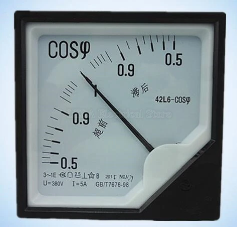 

High Quality 42L6 COS 5A 220V 380V AC Pointer Type Power Factor Meter 120mmX120mm With Two Years Warranty