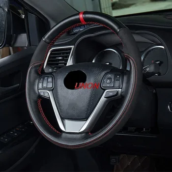 

Steering Wheel Cover With Needles And Thread Leather Fit For Toyota Highlander 2015 2017 2018