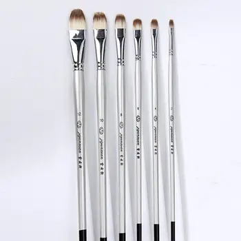 

6pcs Nylon Hair Wooden Handle Watercolor Paint Brush Pen Set For Learning Diy Oil Acrylic Painting Art Paint Brushes Supplies