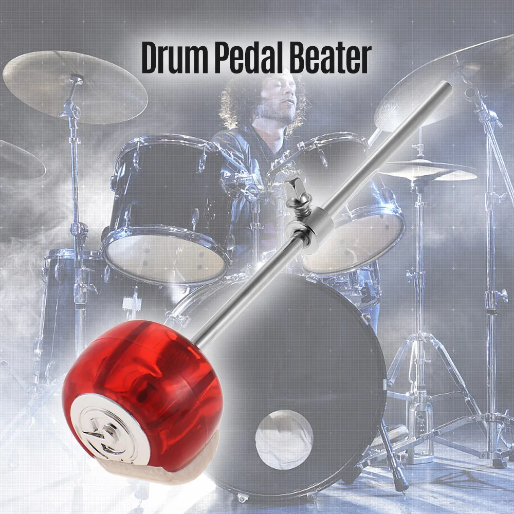

Drum Kick Pedal Beater Wool Felt Hammer Head and Stainless Steel Handle Percussion Instrument Accessory for Base Drum
