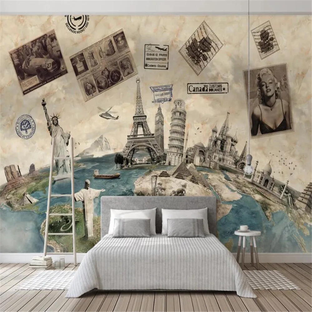 Milofi custom wallpaper mural marble nostalgia travel around the world poster earth classic building background wall magnum atlas around the world in 365 photos from the magnum archive