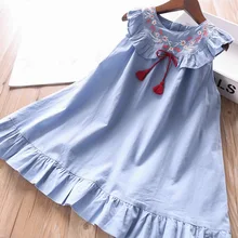 Ins/милое детское джинсовое платье без рукавов с кисточками для девочек; винтажное платье в западном стиле; Лидер продаж; Летние праздничные платья с милыми оборками