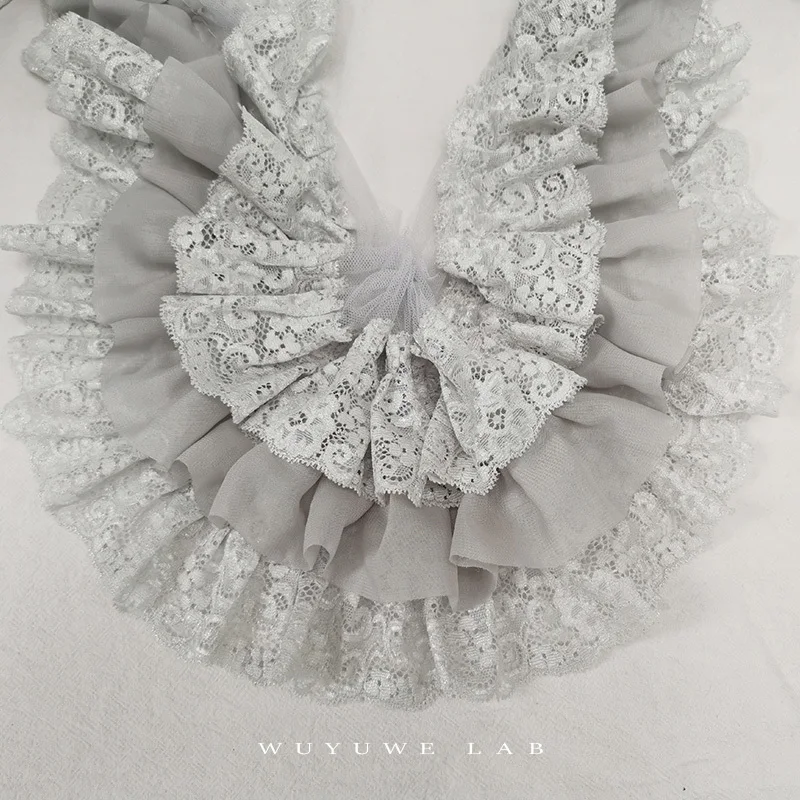 Lace ribbon lace fabric lace sewing accessories lace sewing supplies lace accessories lace garment accessories lace decoration lace hair accessories 1M embroidery three layers mesh lace trims luxury sewing lace fabric handmade DIY craft for wedding dresses decoration