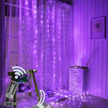 

3x3M USB LED Curtain String Lights Remote Control Fairy Lights Christmas Garland For New Year Outdoor Wedding Home Party Decor