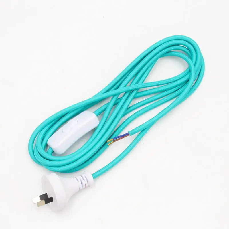 220 В AU Plug шнур питания с линейным выключателем текстильный кабель Электрический удлинитель - Цвет: Turquoise