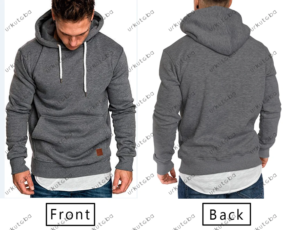 New Fashion Men Cotton Casual Hooded Hoodie Jacket Outwear Sweatshirts Warm Casual Jumper Pullover Tops Black Gray Khaki