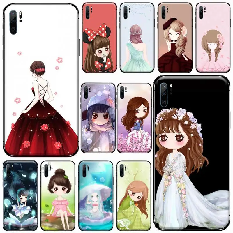 

Romantic cartoon flower girl Phone Case For Huawei honor Mate P 9 10 20 30 40 Pro 10i 7 8 a x Lite nova 5t