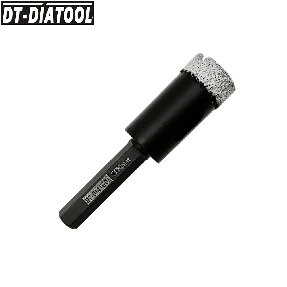 

DT-DIATOOL 1 шт. диаметр 20 мм шестигранный хвостовик вакуумная пайка алмазное сверло сердечник сверла для керамической плитки Отверстие пила сухие сердечники сверла