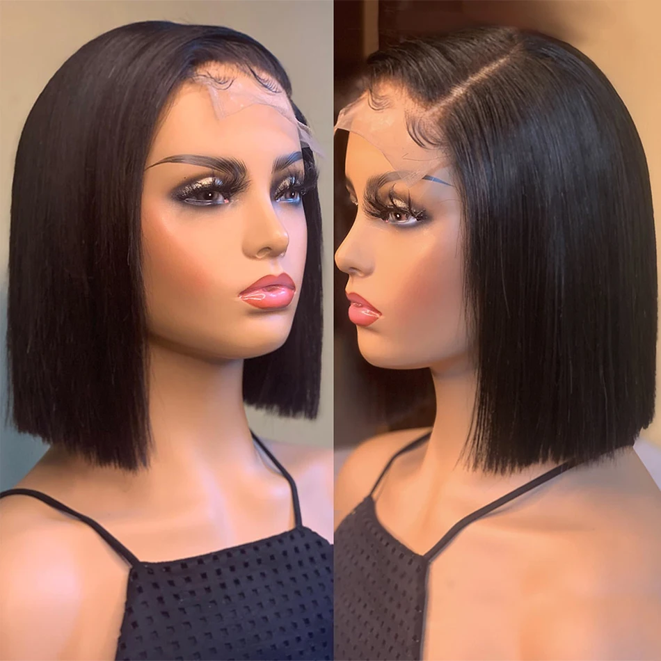 Brazilian-Straight-Lace-Wig-4-4-Short-Bob-Human-Hair-Wigs-150-Lace-Closure-Wigs-For