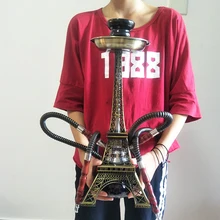 С оригинальными рисунками "Парижская башня металлические щипцы для кальяна двойная шланг с Керамика для тарелочной чаши Пинцет уголь для шишы кальян nargile акриловая подставка