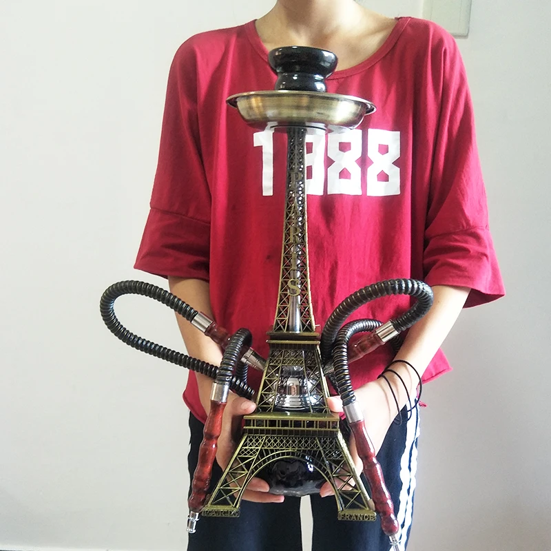 Парижская башня металлические щипцы для кальяна двойной шланг с керамической