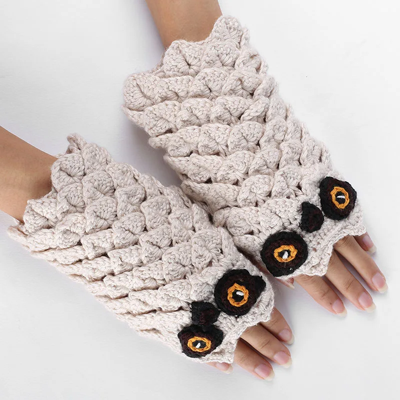 Adults And Children Winter Autumn Warm Hand Warmers Owl Knitted Gloves