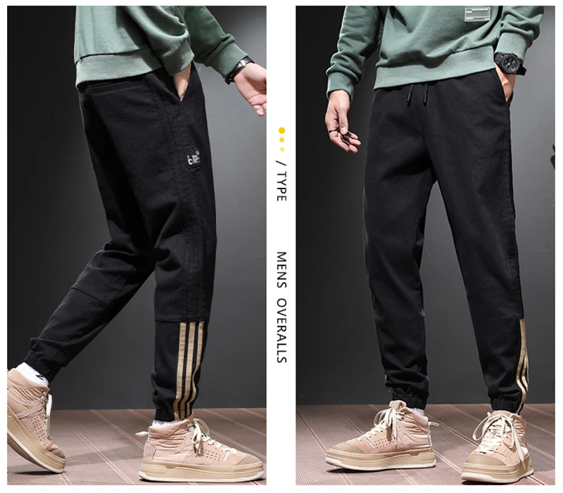 Man Korean Style Harem Jogger Pants Men Cotton Black Male Spring Pants Sweatpants Trousers Men Casual Trousers Men's Joggers black harem trousers