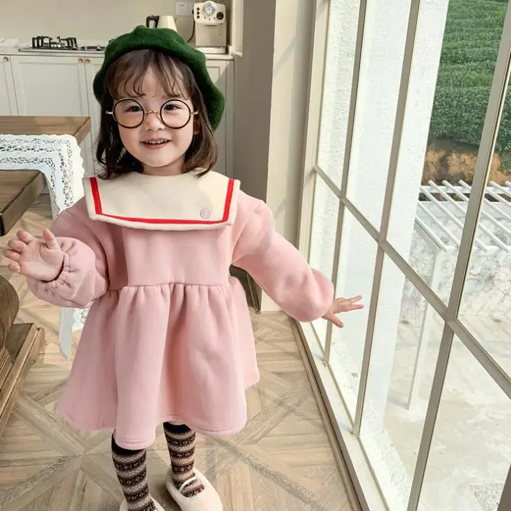 wholesale girls thicken dress winter fashion cotton kids girls dresses 1-6 years