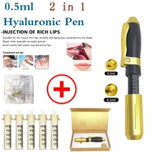 2 в 1 кислотный пистолет для инъекций гиалуроновая ручка 0,3 мл и 0,5 мл головка Золотая гиалурониковая кислотная ручка губа наполнитель инжектор неинвазивный небулайзер