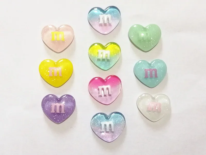 Mix colors 500pcs Каваи блеск м бобы мини сердце М Бобы резиновые кабошоны из смолы DIY Скрапбукинг ремесла телефон украшение детский бант для волос - Цвет: Mix colors 500pcs