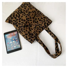 Женская леопардовая сумка для покупок Вельветовая многоразовая сумка через плечо сумки через плечо для женщин сумки-мессенджеры