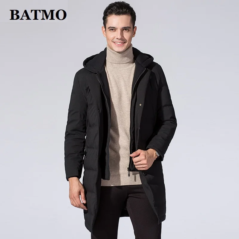 BATMO Новое поступление высокое качество 90 белый утиный пух куртки с капюшоном для мужчин, мужское зимнее пальто 9681