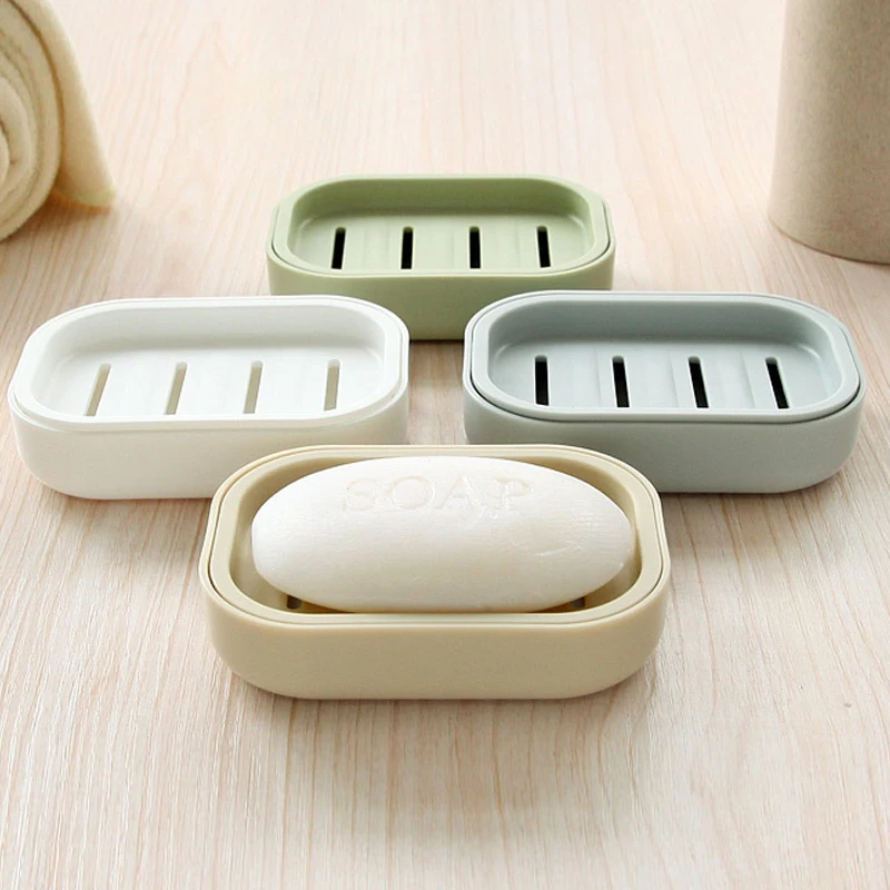 

Creative cute double layers plastic soap box shower holder organizer rack portable Lid for travel soap saver storage Bathroom
