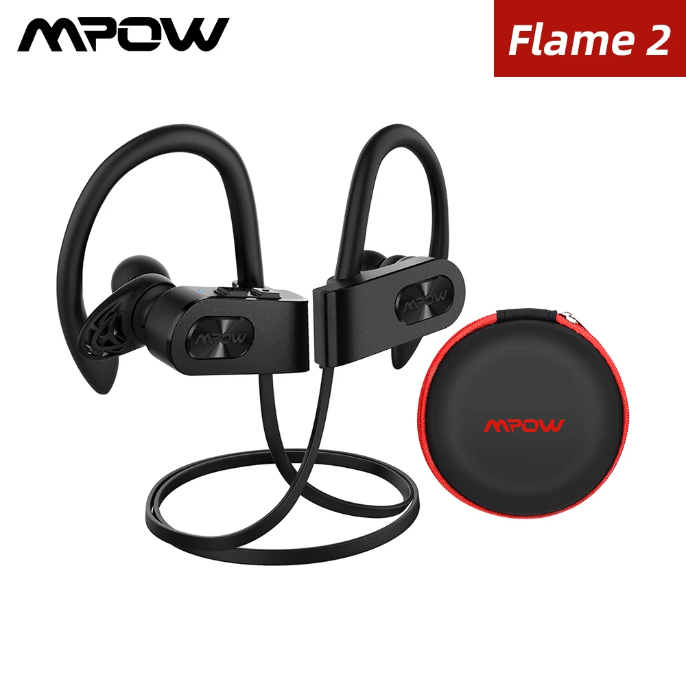 Bluetooth-5.0 Earphone Mpow Flame Noise-Canceling Ipx7 Waterproof Playtime Sport Wireless