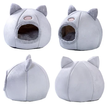 

Cat Warm Winter Pet Dog Cat Tent Semi-closed House Warm Nest Soft Foldable Sleeping Mat Pad NEW