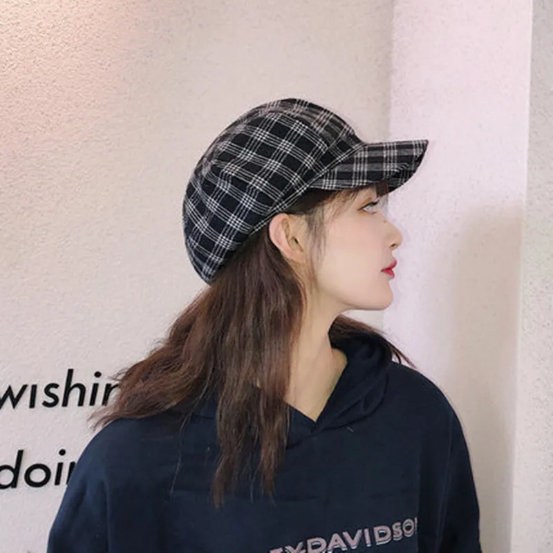 Redwood Beret Female Summer Thin British Retro Octagonal Cap Air-permeable Japanese Lattice Painter Hat Chaos ins