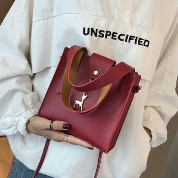 

Bag women's new style shoulder bag PU women's small bag crossbody Korean mobile phone bag deer pendant small square bag