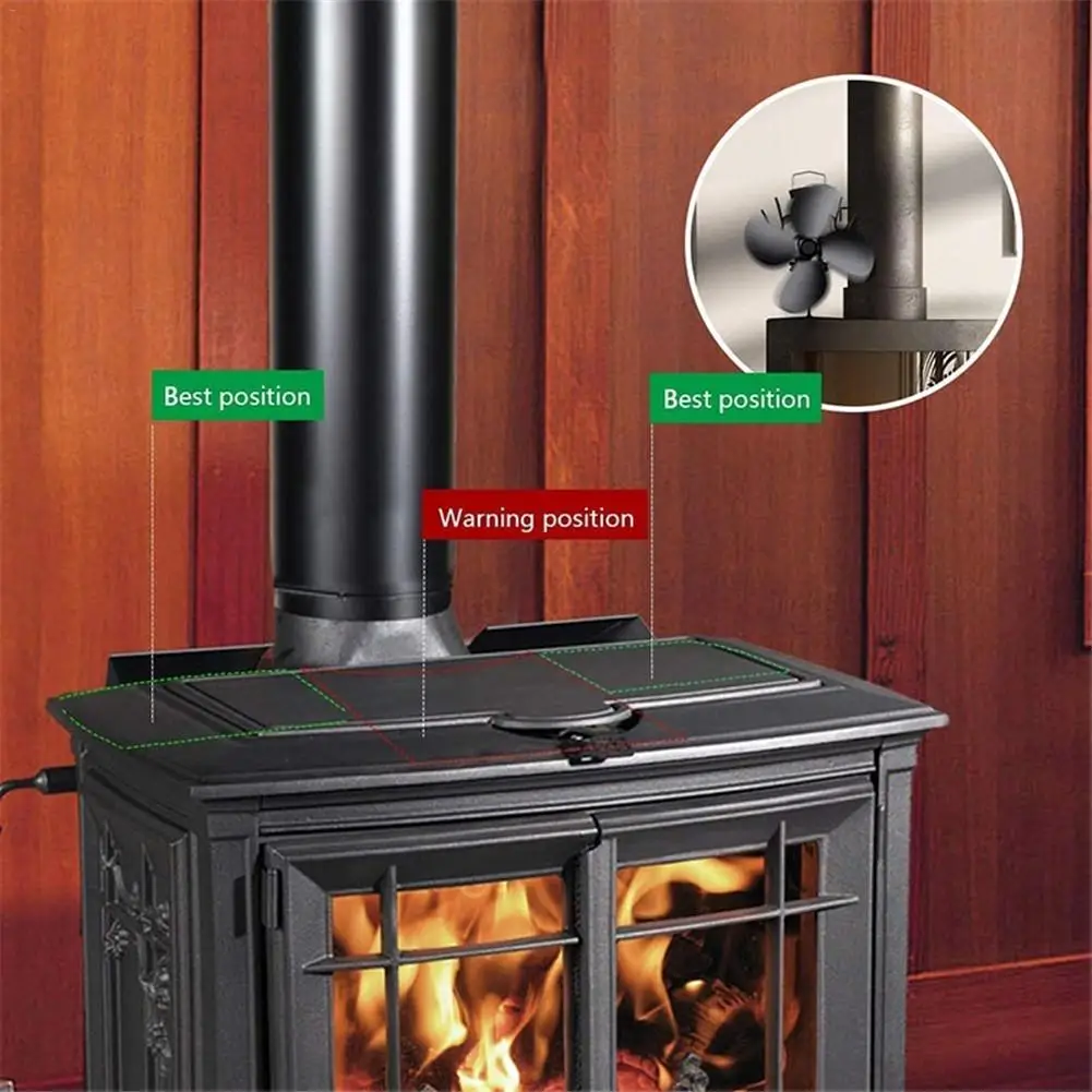 1 шт. черный вентилятор плита 4 лопасти вентилятор для камина тепло питание деревянная горелка экологичный вентилятор тихий дом эффективное распределение тепла
