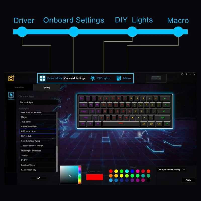 SK61 Portable 60% Mechanical Keyboard Gateron optical Switches RGB Backlit Hot Swappable Wired Gaming Keyboardfor PC Mac