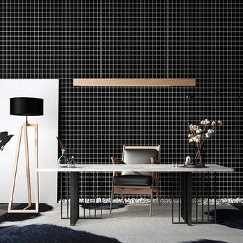 

PVC Wallpaper Self-adhesive Classy Small Grid Wallpapers Stickers Waterproof Kitchen Cabinet Grid Wall Papers Home Decor J177