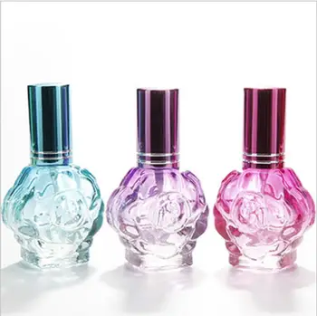 

10ml Colorful Glass Rose Shaped Perfume Bottle Empty Cosmetic Spray Nozzle Refillable Container Fragrance Sprayer Atomizer Vials