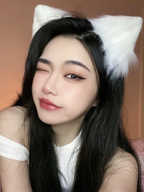 Ears Cosplay Gothic Lolita Cat Ears Cosplay  Chinese Headdress Anime Decor  Gothic Accessories Fox Ears Decor Kawaii Accessories white