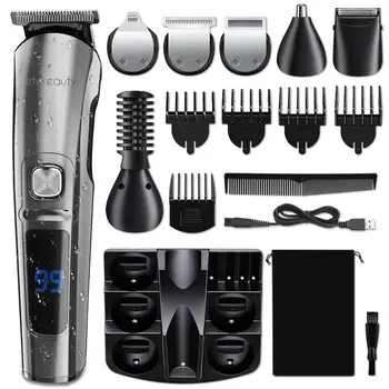 

Black 17pcs/Set 14 In 1 Beard Trimmer Kit Multi-Functional Electric Beard Trimmer Rechargeable Grooming Kit For Men Adults
