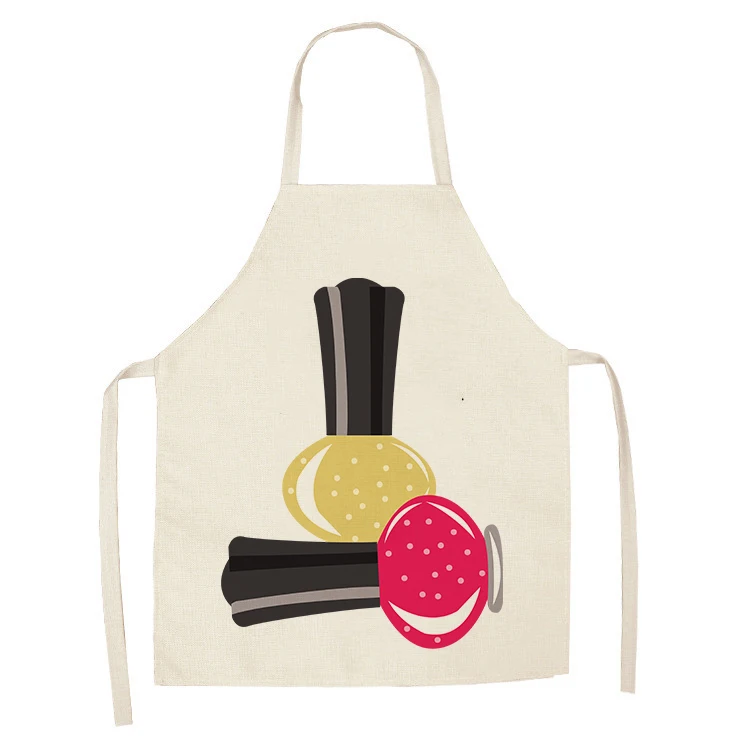 1Pcs Kitchen Apron Nail Polish women perfume Printed Sleeveless Cotton Linen Aprons for Men Women Home Cleaning Tools WQTF04
