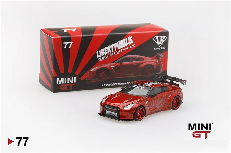 GTRR35 Candy Red RHD Мини GT 1/64 Honda Civic Тип R Acura NSX GT3 mlaren Senna Toyota Супра LB работает Nissan R35 литая модель автомобиля - Цвет: GTRR35 Candy Red RHD