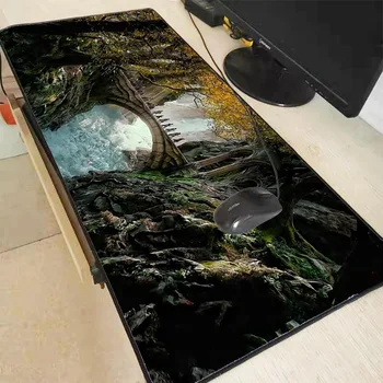 

XGZ Fantasy Scenery Large Gaming Mouse Pad Natural Rubber PC Computer Gamer Mousepad Desk Mat Locking Edge for CS GO LOL Dota XL