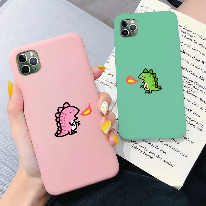 

Cartoon Dinosaur Phone Case For iphone 8 7 6S 8 Plus Cute Couple Dragon Soft Back Cases For iphone 11 Pro Max X XR XS MAX Cover