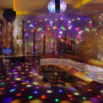 

New Sound Control DJ Disco KTV Laser Projector Music Light E27 3W Double Head Rotating LED Stage Light Bulb Small Magic Ball