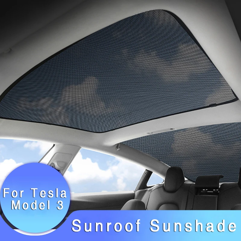 

Car Windshield Front Rear Sunroof Sunshade Cover Curtain For Tesla Model 3 Nylon Mesh Foldable Anti-UV Protection Interior