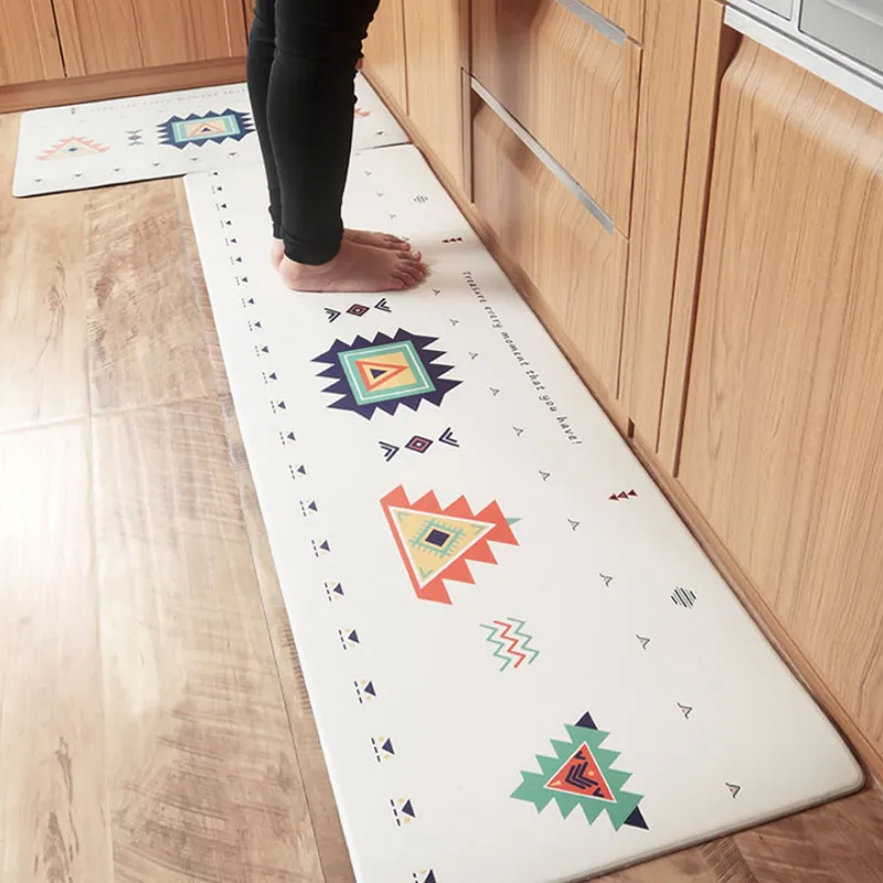 RFWCAK Kitchen Carpets PVC Leather Floor Mats Floor Carpets Doormats Waterproof Oilproof Tapete Kitchen Rugs Door Mat Home Decor