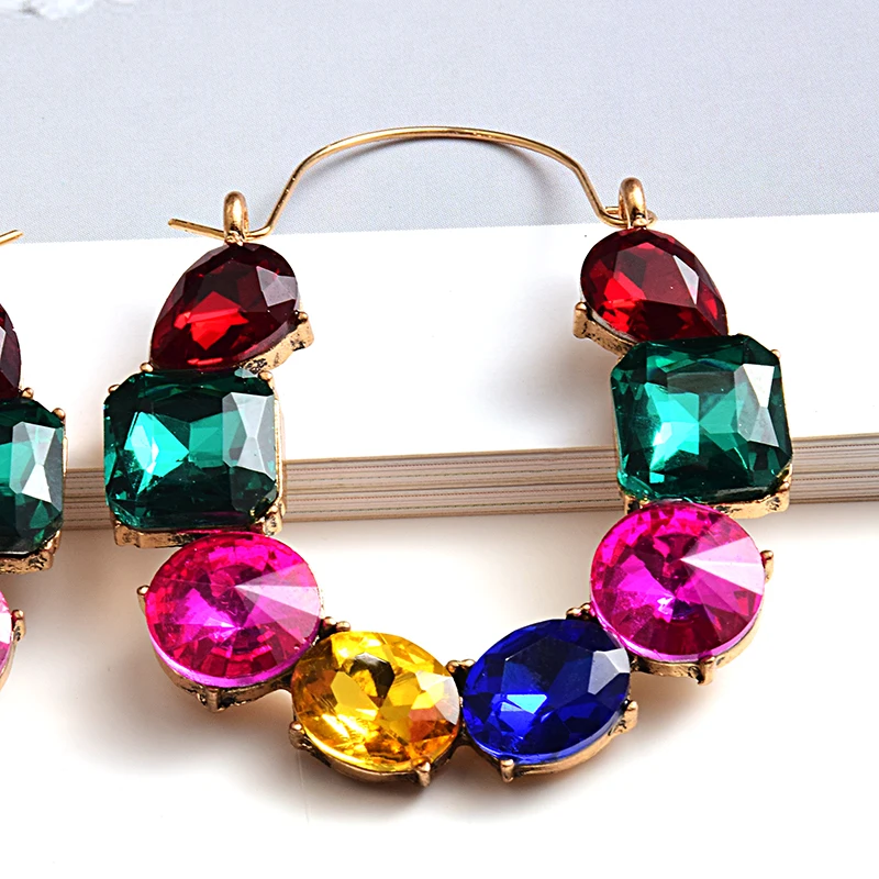 New arrivel Colorful Rhinestones Metal Long Earring High-quality Crystals Drop Earrings Jewelry Fashion Accessories For Women