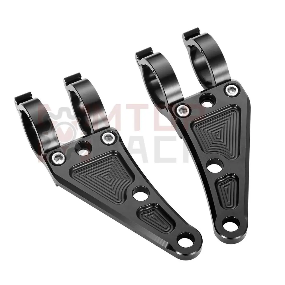 Motorcycle Side Mount Headlight Brackets Clamps For 28mm-38mm Fork Tubes BLACK 