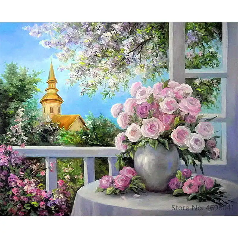 

Painting By Numbers Frameworks Coloring By Numbers Home Decor Pictures Flowers Vase Decorations RSB8469