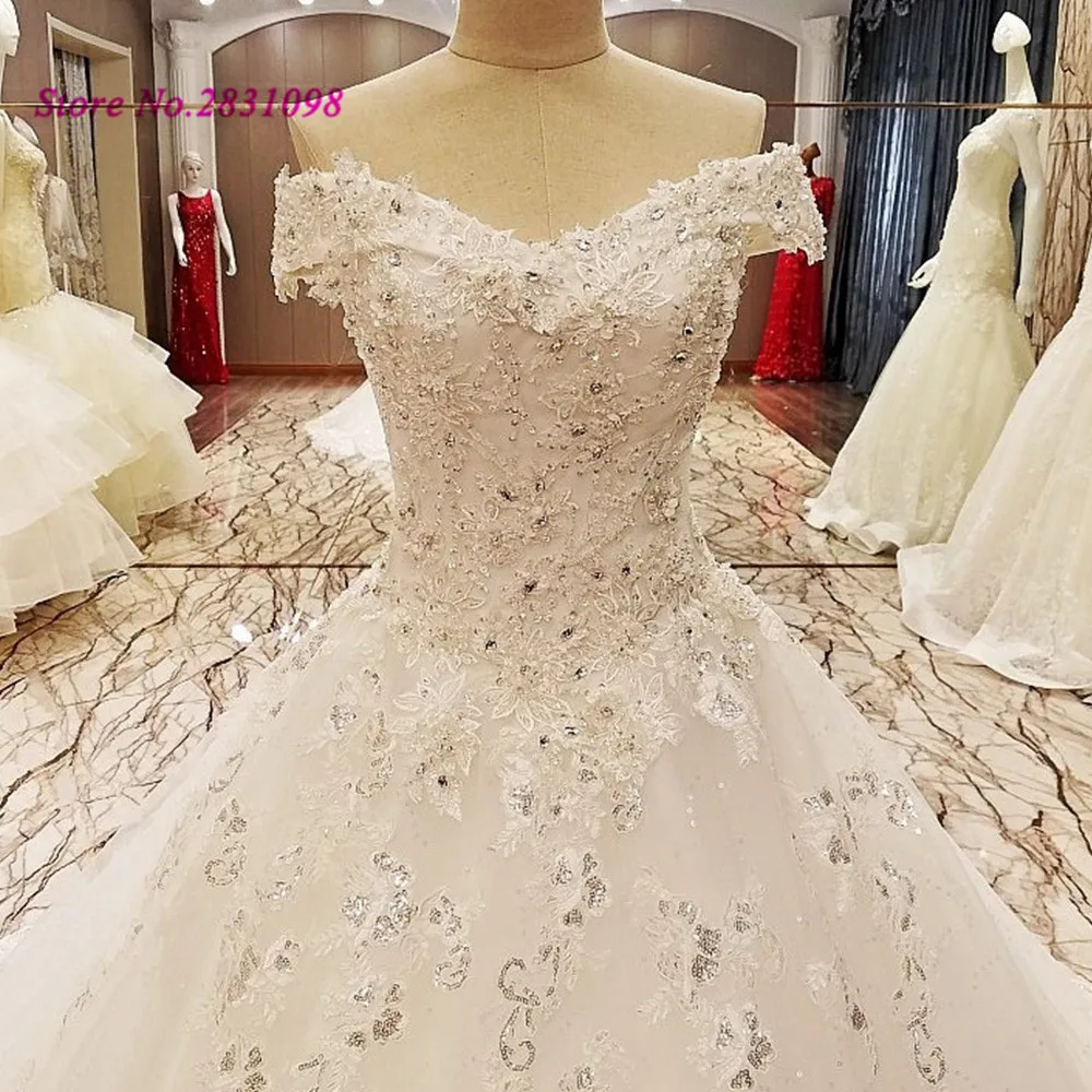 Vestido de Noiva Princesa, расшитое блестками кружевное свадебное платье, винтажное свадебное платье, бальное платье, роскошное свадебное платье с открытыми плечами, Boda