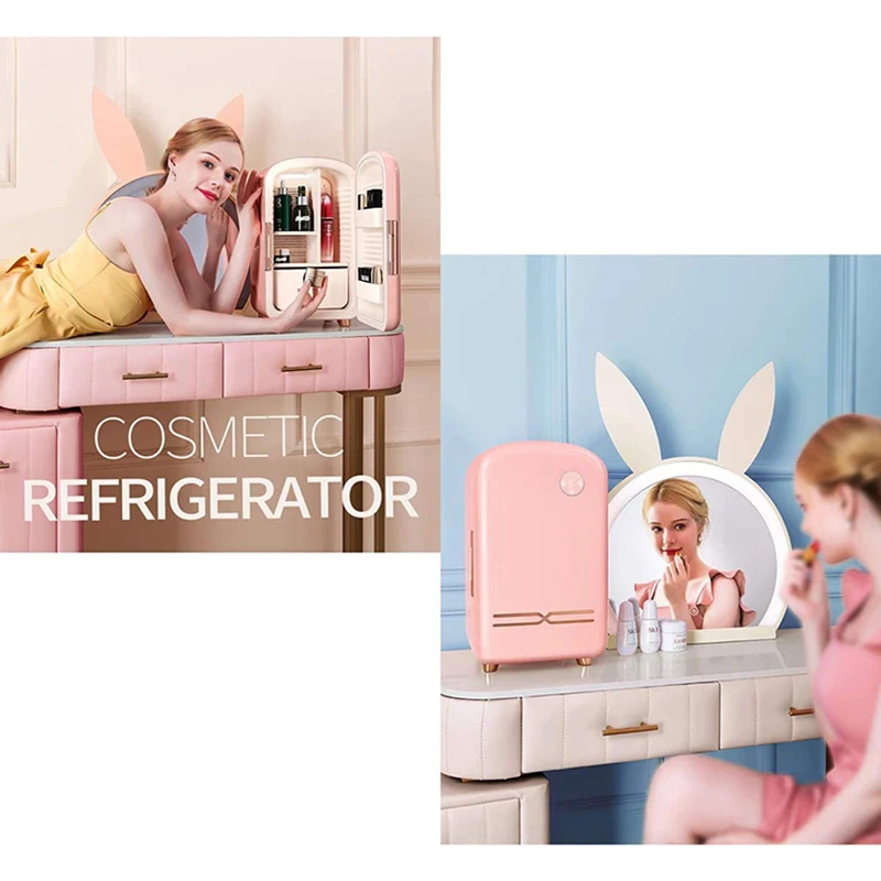 Household Mini Fridge 12L Professional Beauty Makeup Refrigerator Cooler Warmer Portable Makeup Skincare Cosmetics Fridge