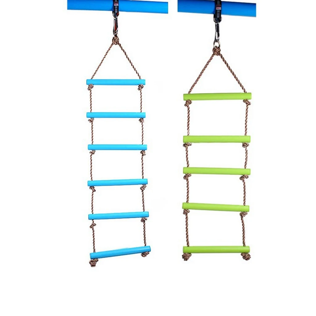 New Children Outdoor Playhouse Plastic 6 Rungs 2M Rope Climbing Ladder Garden Playground Backyard Fun Toy Blue