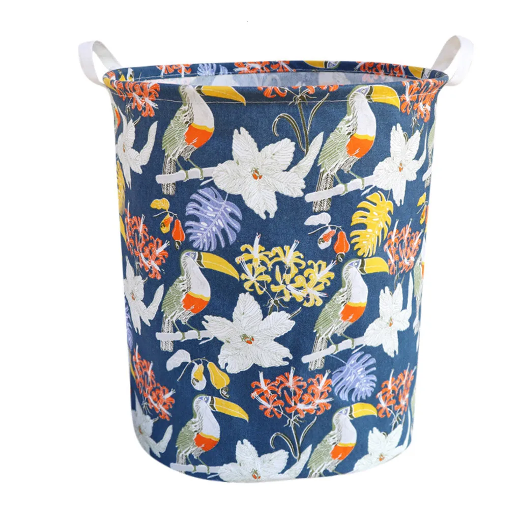 Foldable Laundry Basket Barrel Creative Kids Toys Organizer Canvas Storage Sundries Toy Folding Box Cotton Linen Waterproof