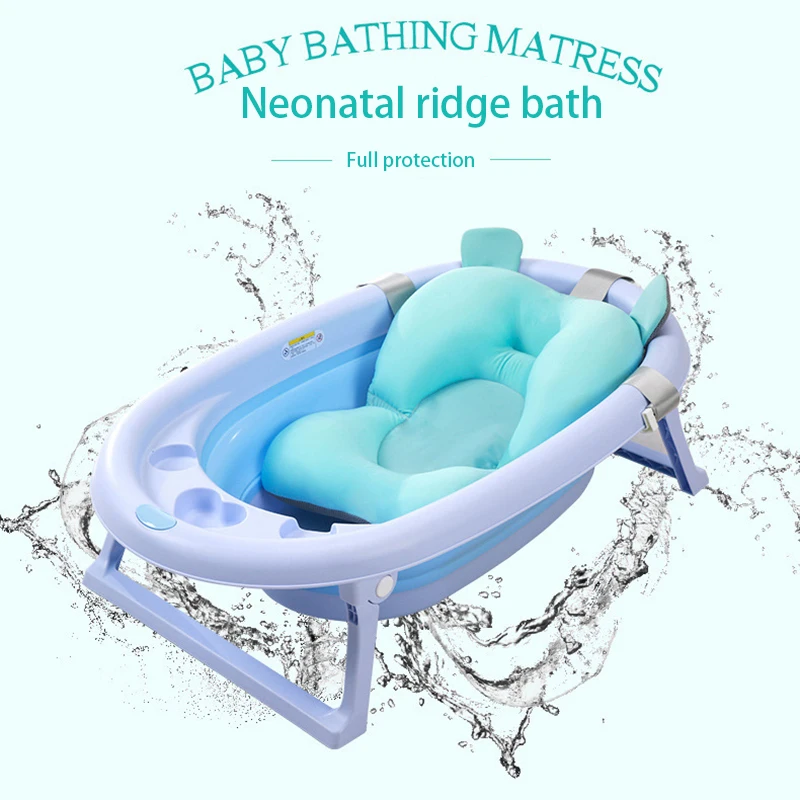 Baby Bath Tub Newborn Baby Foldable Baby Bath Tub Pad & Chair & Shelf