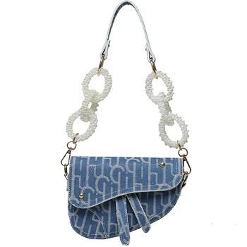 

Fashion Girls Shoulder Bag Women Saddle Vintage Pearl Small Shoulder Bag Sling Fashion Korean Cute Borse Donna Women Bags AE50DJ