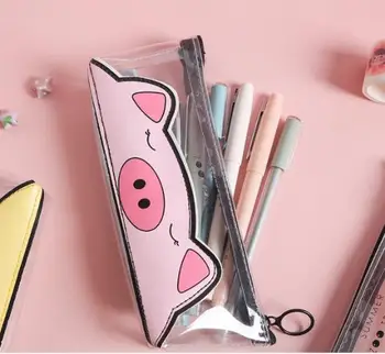 

Small fresh stationery box transparent large capacity pencil bag Student stationery storage bag office supplies